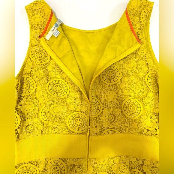 Boden Sleeveless Yellow Crochet A-Line Sheath Dress Size 8 - Picture 7 of 12